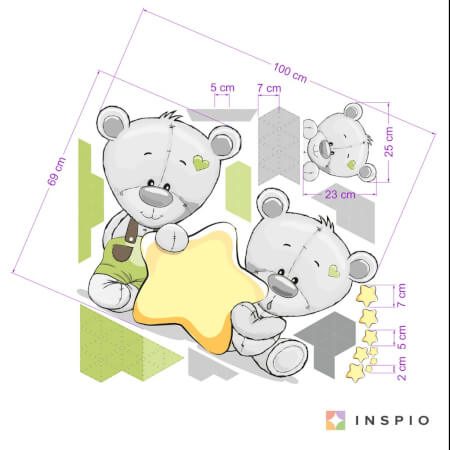 Personalisierte Wandaufkleber Teddybären mit Wunschname