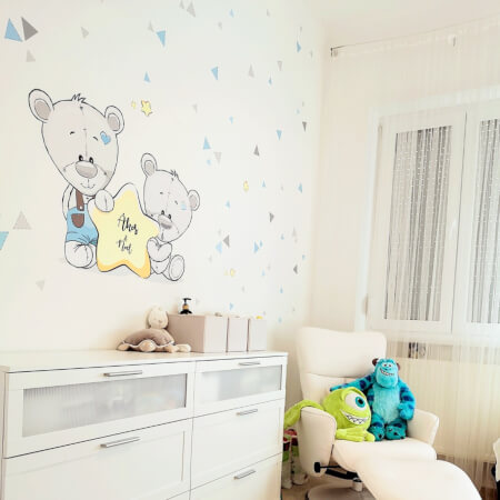 Dětské samolepky na zeď - Modrí medvídci s hvězdičkou a se jménem