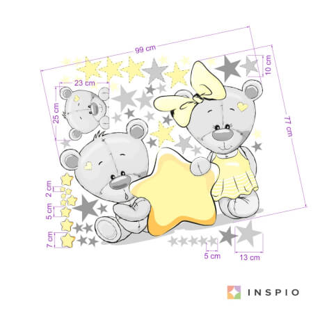 Le stelle gialle e adesivi di orsetti con il nome