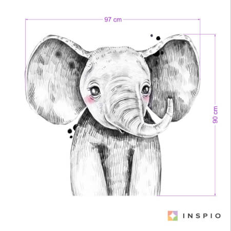 Sticker - Grand éléphant en noir et blanc