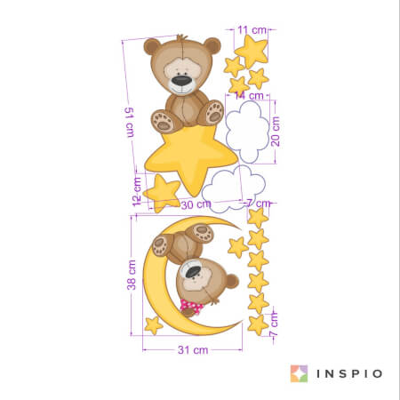 Sticker - Teddybären mit Sternen