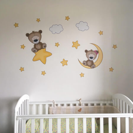 Sticker - Teddy bears with stars