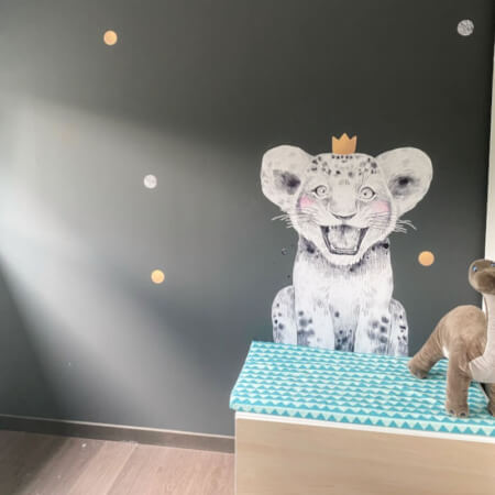 Samolepky na zeď dětské - Velký leopard v černobílé barvě