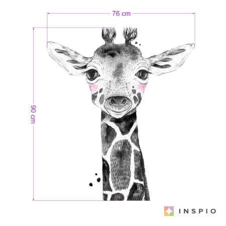 Pegatina decorativa - Gran jirafa en blanco y negro