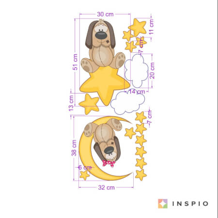 Stickers muraux - Petits chiens et étoiles