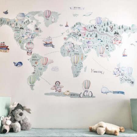 Detská cestovateľská mapa na stenu