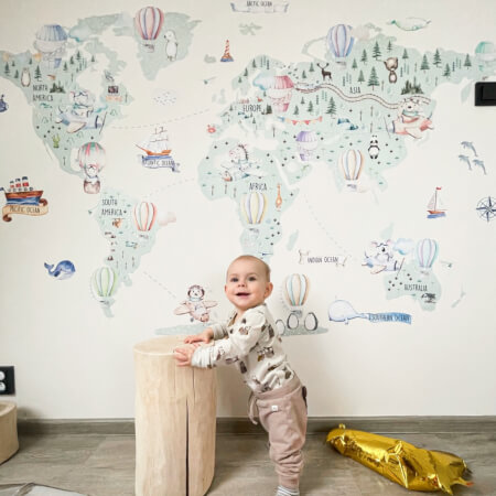 Zidna naljepnica s dječjom kartom putovanja