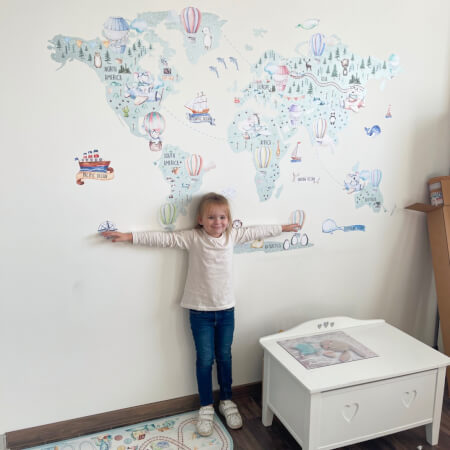 Παιδικό αυτοκόλλητο τοίχου ταξιδιωτικού χάρτη