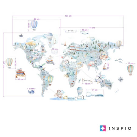Autocolante para menino - Mapa do mundo