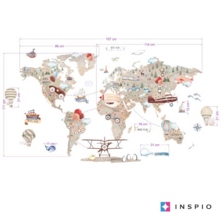 Hnedá mapa sveta pre malých dobrodruhov