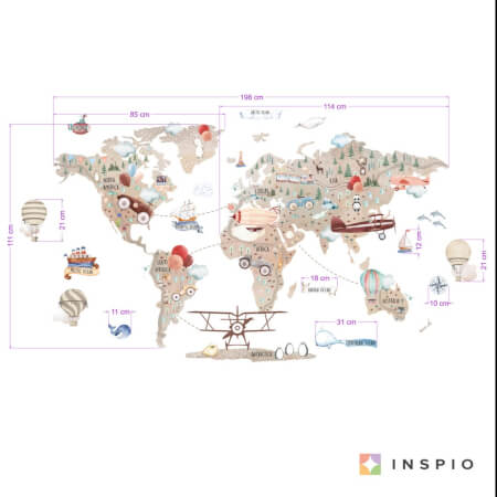 Кафява карта на света за малки приключенци