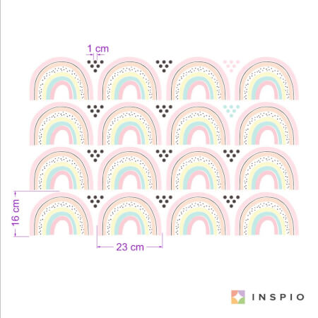 Pastelkleurige regenbogen met stippen - muurstickers voor meisjes