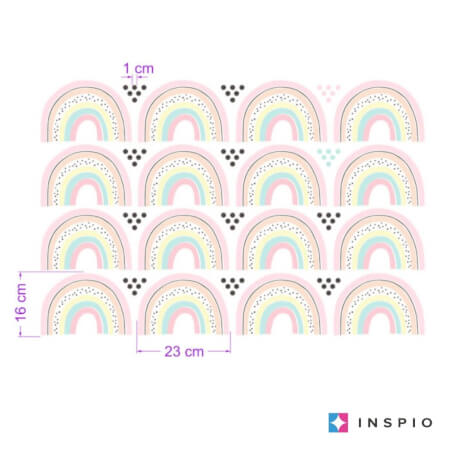 Arcobaleni in colori pastello con punti - adesivi da parete per ragazze