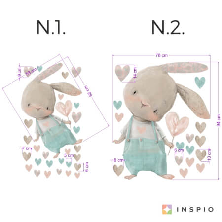Bunny sticker with a heart - wall sticker