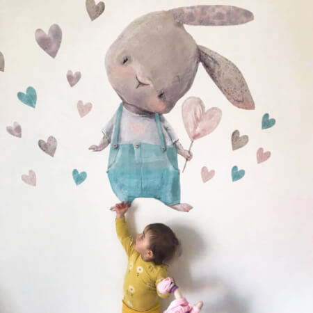 Coniglietto con cuore - adesivo da parete