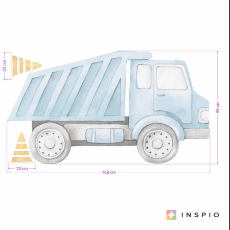 Lorry with a name - aquarelle textile wall sticker