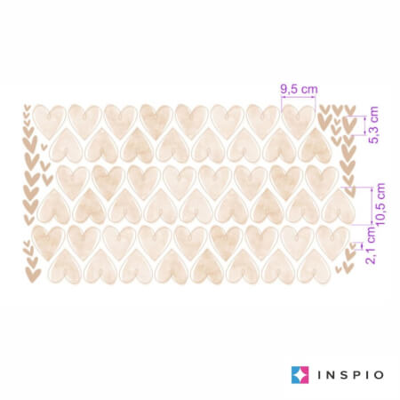Stickers textiles INSPIO - Cœurs beiges pour chambre d'enfant