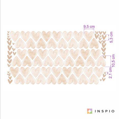 Textiel INSPIO stickers - Beige Hartjes voor kinderkamer