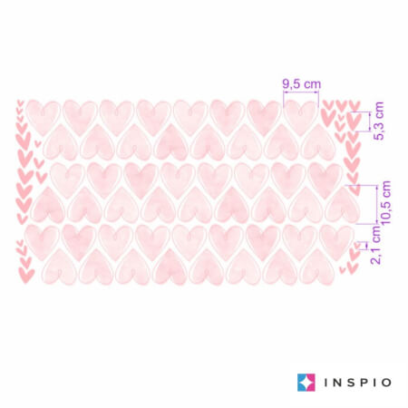 Cœurs roses - stickers textiles muraux