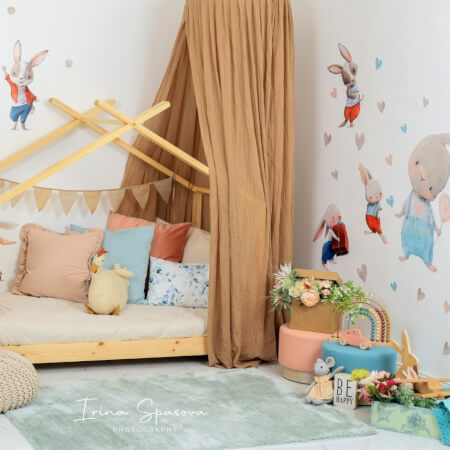 Little bunnies from fairytale land - aquarelle wall stickers