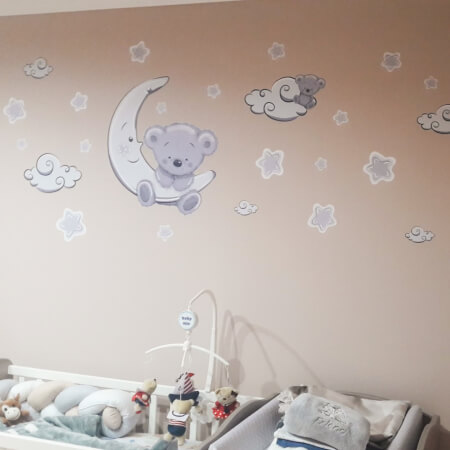 Autocolant pentru perete - Ursuleț gri sticker perete copii