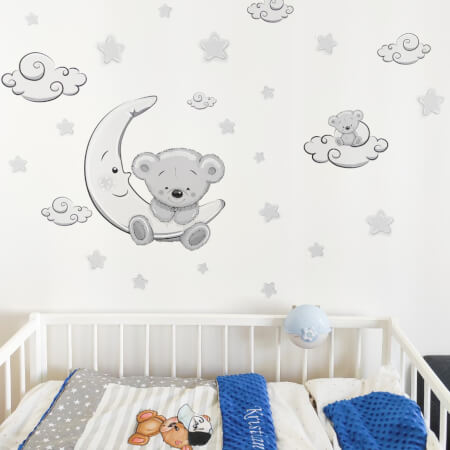 Autocolant pentru perete - Ursuleț gri sticker perete copii