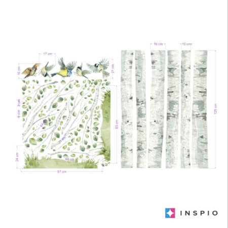 Birches with birds - wall stickers