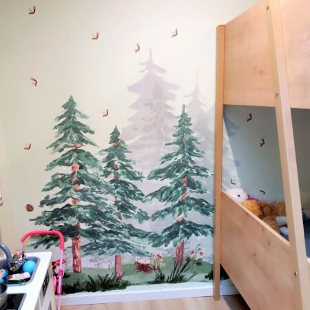 Paesaggio con foresta nella stanza dei bambini