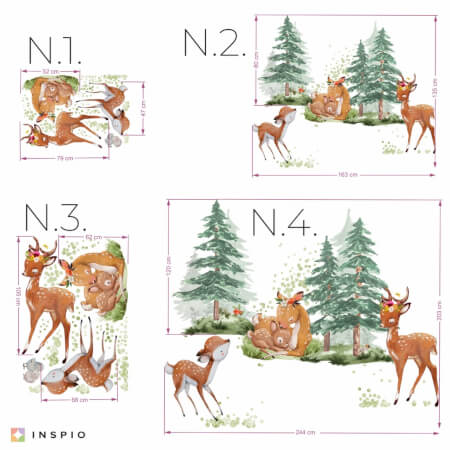 Roe deer family in the forest - wall stickers