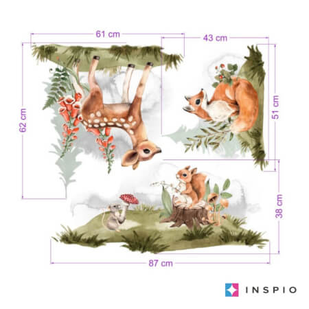 Fox, deer, squirrel - wall stickers