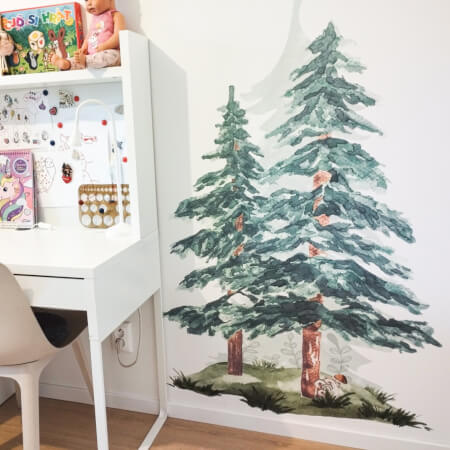 Zimzelena stabla - akvarelne zidne naljepnice