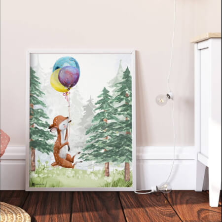 Picturi în camera pentru copii  - Căprioară cu baloane