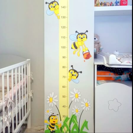 Sticker - Toise murale de 150cm avec abeilles