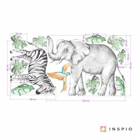 Sienas uzlīmes — zilonis un zebra no SAFARI