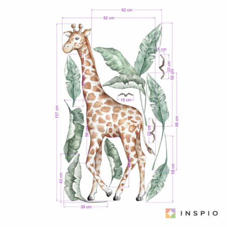 Autocolantes têxteis - Girafa do mundo do SAFARI