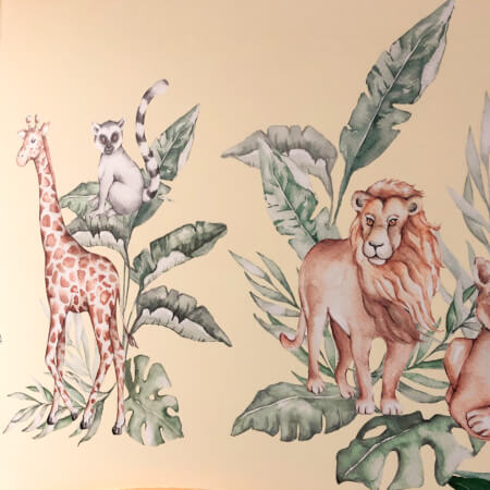 Dětské samolepky na zeď - Zvířátka ze safari v divočině
