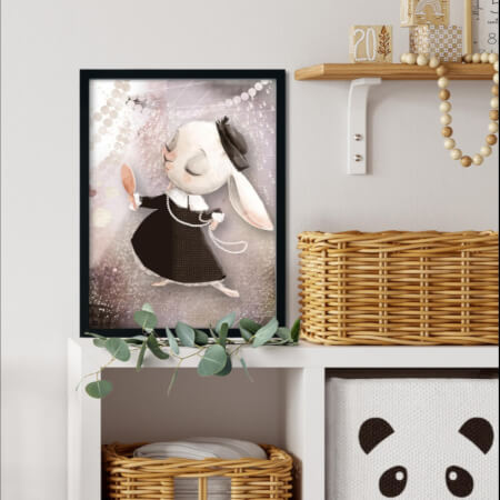 Coniglietta elegante - quadro da parete per camera dei bimbi