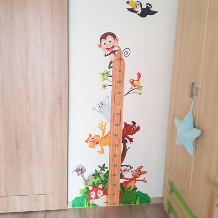INSPIO-sticker – højdemåler til børn med dyr fra ZOO, 150 cm