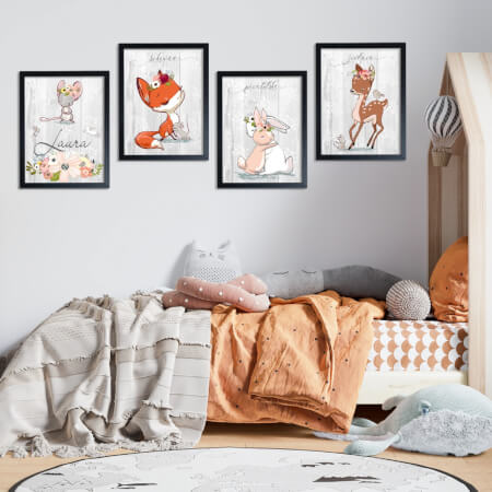 Obraz do detskej izby - Zajačiky, priateľská
