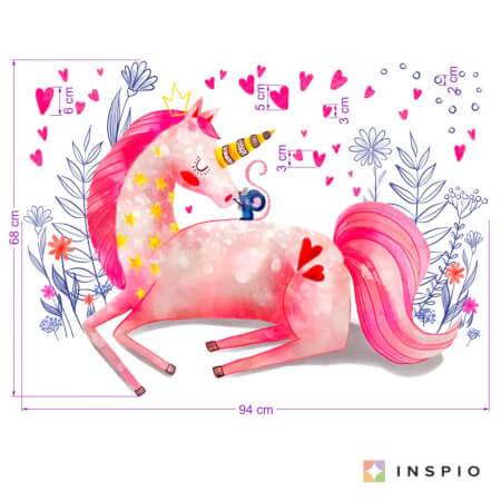 Adesivi da parete ad acquerello - Unicorno rosa