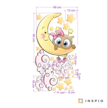 Sticker - Pink owl on the moon