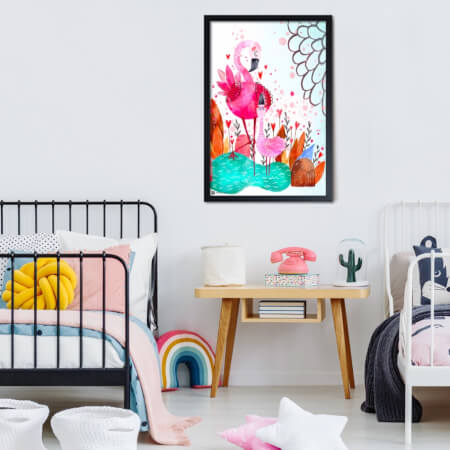 Sieninis paveikslas – rausvi flamingai