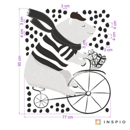 Sticker mural enfant - Ours à vélo