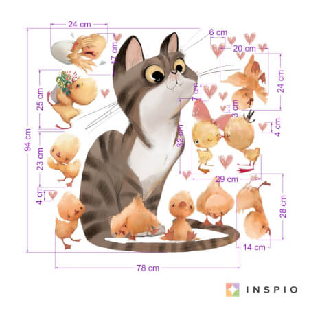 Wall stickers - Tomcat with lively chicks