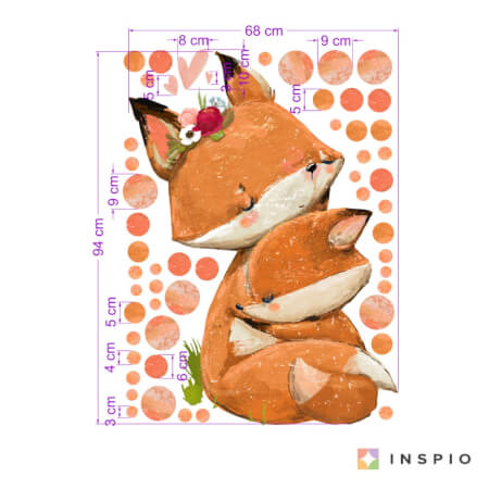 Stickers berceau - Maman et bébé renards