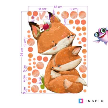 Stickers berceau - Maman et bébé renards
