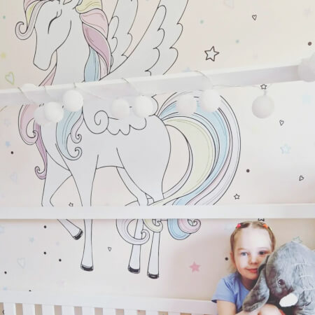 Papel pintado adhesivo de unicornio: papel pintado textil con los colores del arcoíris