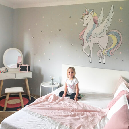 Self-adhesive wallpaper Unicorn - rainbow-coloured textile wall sticker