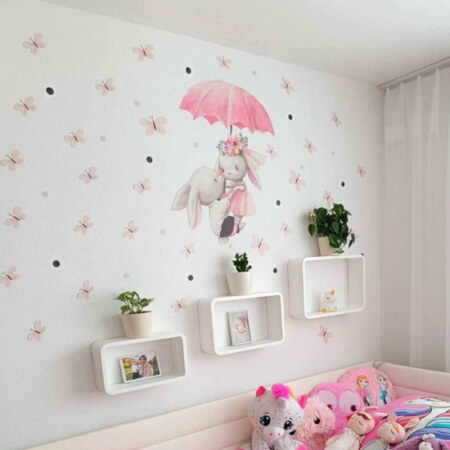 Rosa fjärilar – väggklistermärken i akvarell