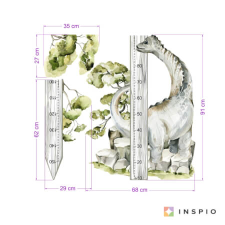 Autocolant pentru măsurarea creșterii copilului - Dinozaur